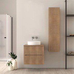 Mobile da bagno cannettato 60 cm sospeso rovere tabacco Palermo