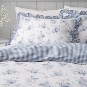 Biancheria da letto bianca/blu per letto matrimoniale 200x200 cm Lucie Floral Frill – Catherine Lansfield