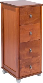 Carrello cassettiera POKERINO in legno a 4 cassetti CILIEGIO