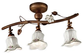 Plafoniera Classica Pisa Metallo E Ceramica Ruggine Sfumato Oro 3 Luci E14