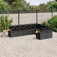 Set Divani da Giardino 9 pz con Cuscini Nero in Polyrattan 3227140