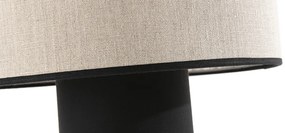Lampada da tavolo bi-materiale in lino e cotone nero SLOT