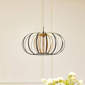 Lucande lampada LED a sospensione Birger, Ø 39 cm, nero/oro Birger Lucande, dimmerabile, Nero, Soggiorno / Sala da pranzo, Metallo, Moderno