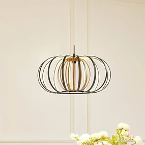 Lucande lampada LED a sospensione Birger, Ø 39 cm, nero/oro