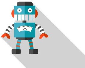 Quadro su tela – Robot blu con sfondo bianco