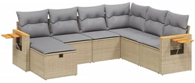 Set divano da giardino 7 pz con cuscini beige misto polyrattan