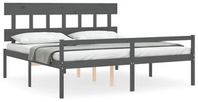 Letto per Anziani con Testiera Grigio Super King Legno Massello