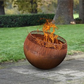 Braciere A Sfera Con Fori Ruggine /