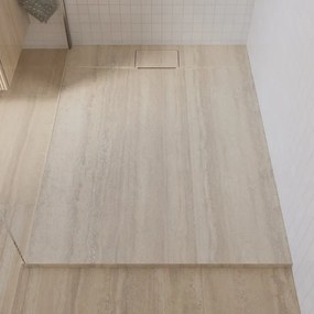 Piatto doccia NEO V2 SENSEA in composito minerale di resina gelificata travertino L 90 x L 120 x H 2.7 cm