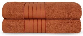 Set di 2 asciugamani in spugna di cotone color rosso mattone 70x140 cm - Good Morning