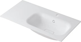 Lavabo a incasso rettangolare vasca a destra L 90.5 x H 15 x P 46 cm in resina bianco lucido