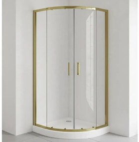 Box Doccia 90x90 Semicircolare Profili Oro Scorrevole H190 Trasparente