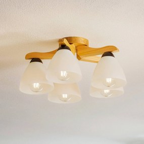 Lamkur Plafoniera Haro, rovere/bianco 5 luci