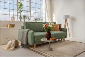 Divano verde chiaro allungabile/con contenitore con rivestimento in velluto a coste 218 cm Tori – Bonami Selection