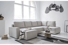 Divano letto angolare in velluto a coste bianco Brave Dave - Miuform