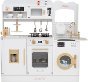 Costway Cucina giocattolo per bambini di fantasia con fornelli forno a microonde, Cucina tostapane e distributore di ghiaccio 2 Colori