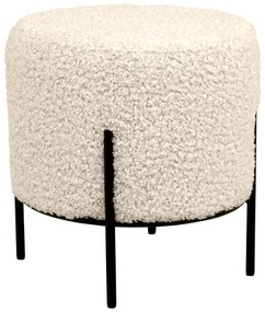 Poggiapiedi color crema con rivestimento in bouclé Alford – House Nordic