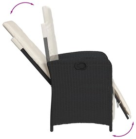 Set da pranzo da giardino 9 pz con cuscini nero in polyrattan