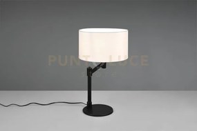 Cassio lampada da tavolo metallo nero con paralume bianco h. 48,3cm...