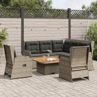 Set Divani da Giardino 6 pz con Cuscini in Polyrattan Grigio 3262156