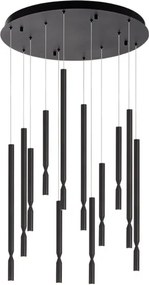 Lampada a sospensione LED a 12 Luci in metallo verniciato Nero 60 cm TUBIC