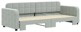 Divano letto con letto estraibile grigio chiaro 80x200 velluto