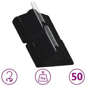Set Appendiabiti 50 Pz Antiscivolo Nero İn Velluto /