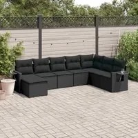 Set Divani da Giardino con Cuscini 8 pz Nero in Polyrattan 3252892