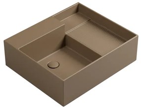 Lavabo da appoggio Nobu COLAVENE rettangolare piletta non inclusa in ceramica L 60 x H 21 x P 50 cm marrone opaco piletta non inclusa