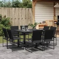 Set da Pranzo da Giardino 9 pz Nero in Textilene 3295123