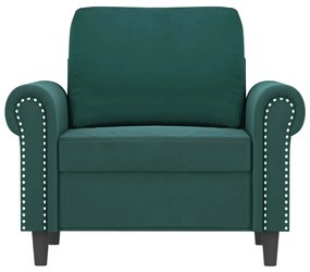 Poltrona verde scuro 60 cm velluto