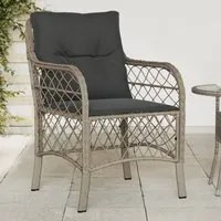 Sedie da Giardino con Cuscini 2 pz Grigio Chiaro in Polyrattan 365158