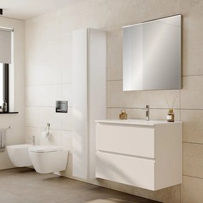 Mobile bagno con lavabo Step L80 x H60 x P46 cm, bianco opaco in mdf 2 cassetti per vasca centrale