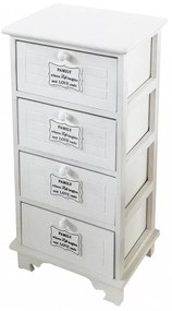 Mobiletto Biel 4 cassetti, legno, bianco, 37x28x73cm