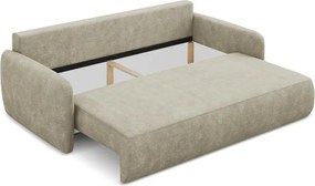 Divano beige allungabile/con contenitore con rivestimento in ciniglia 218 cm Lilo – Makamii