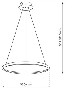 Lampadario LED a cavo ROTONDA LED/27W/230V cromo lucido