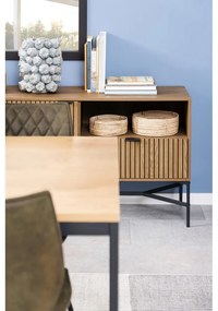 Cassettiera bassa in rovere decorato in colore naturale 180x70 cm Jaipur - Actona