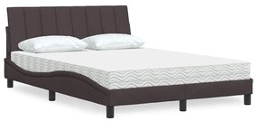 Letto Con Materasso Marrone Scuro 120x200cm Tessuto /