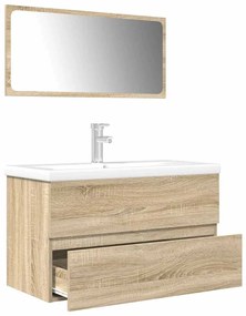 Set Mobili Da Bagno 3 Pz Rovere Sonoma İn Legno Multistrato /