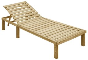 Lettino da giardino con cuscino grigio legno pino impregnato