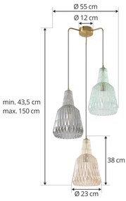 Lindby Belarion a sospensione multicolore 3 luci