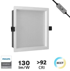 Faro da incasso 44W Foro 205x205mm UGR19 PHILIPS Certadrive CRI92 CCT Colore Bianco Variabile CCT