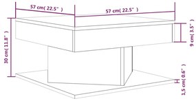 Tavolino da salotto rovere marrone 57x57x30cm legno multistrato