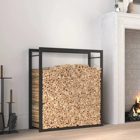 Portalegna Nero Opaco 80x28x86 Cm İn Acciaio /