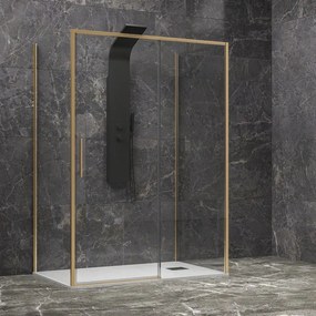 Kamalu - Cabina doccia 3 lati 80x150x80 oro satinato anta scorrevole  | KLA-4000G