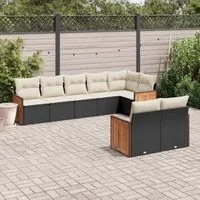 Set Divani da Giardino con Cuscini 8 pz Nero in Polyrattan 3227827