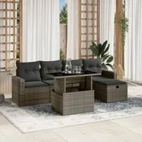 Set Divano da Giardino 6 pz con Cuscini Grigio in Polyrattan 3274810