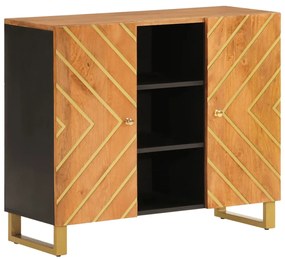 Credenza marrone e nera 90x33,5x75cm in legno massello di mango