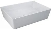 Lavabo da appoggio rettangolare bordi sottili Sensation in ceramica 50x36 cm- Bianco Lucido