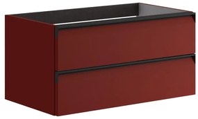Mobile da bagno sospeso sotto lavabo L 79.5 x H 40 x P 45.5 cm bordeaux laccato opaco, 2 cassetti VISOBATH Fusion